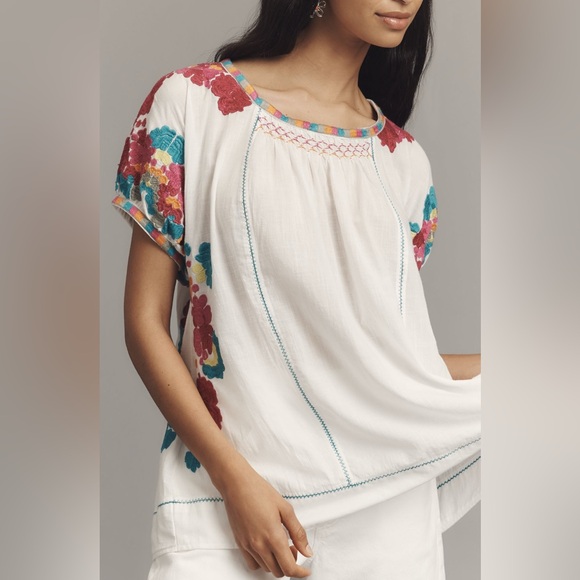 Function & Fringe Edit | Embroidered Floral White Top - Picture 2 of 5